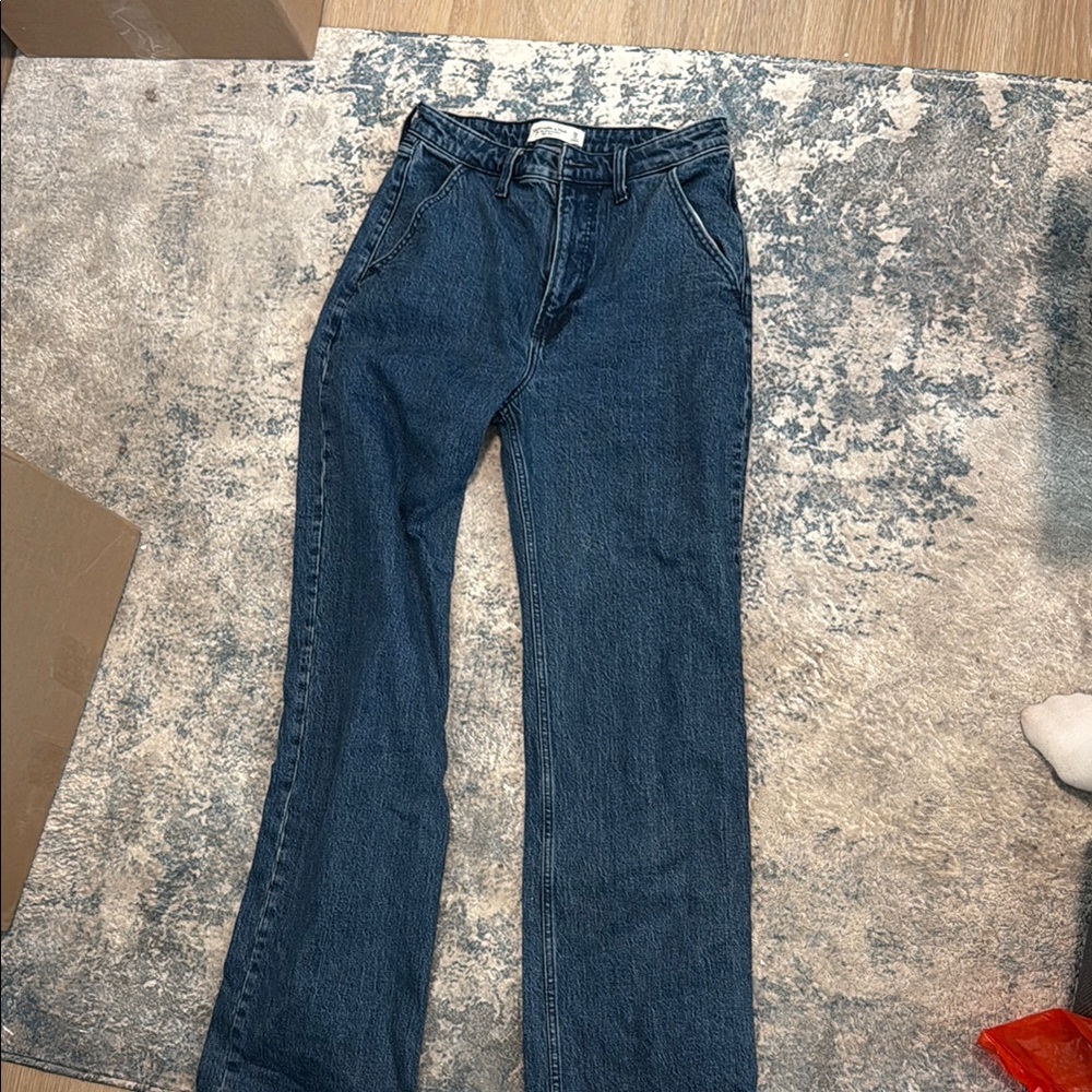 Abercrombie & Fitch Blue Flare Wide Leg Jeans (Curve Love)